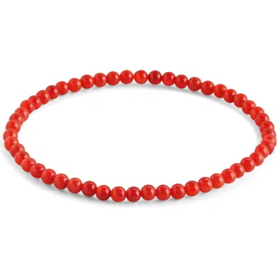Sterling Forever Red Agate Beaded Stretch Bracelet