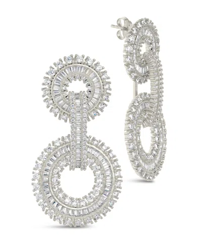 Sterling Forever Reese Cubic Zirconia Circle Drop Earrings In Silver