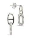 Sterling Forever Reina Cz Chain Link Drop Stud Earrings In Metallic
