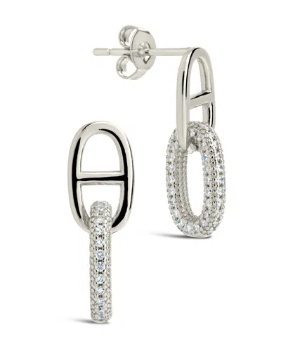 Sterling Forever Reina Cz Chain Link Drop Stud Earrings In Metallic
