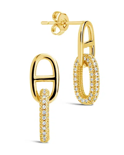Sterling Forever Reina Cz Chain Link Drop Stud Earrings In Gold