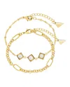 Sterling Forever Reine Triple Pearl Bracelet Set In Gold