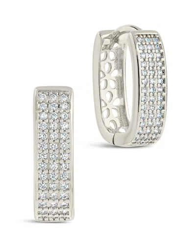 Sterling Forever Renee Cz Huggie Hoop Earrings In Silver
