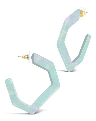 Sterling Forever Resin Hex Hoops In Blue