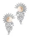 Sterling Forever Rhianna Cz & Pearl Statement Stud Earrings In Silver