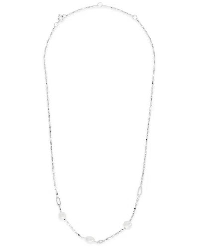 STERLING FOREVER STERLING FOREVER RHODIUM PLATED 7MM PEARL RESIN DAINTY CHAIN NECKLACE