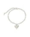 Sterling Forever Rhodium Plated Beating Heart Charm Bracelet