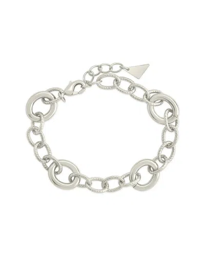 STERLING FOREVER STERLING FOREVER RHODIUM PLATED CARTER ROUND STATEMENT LINK BRACELET