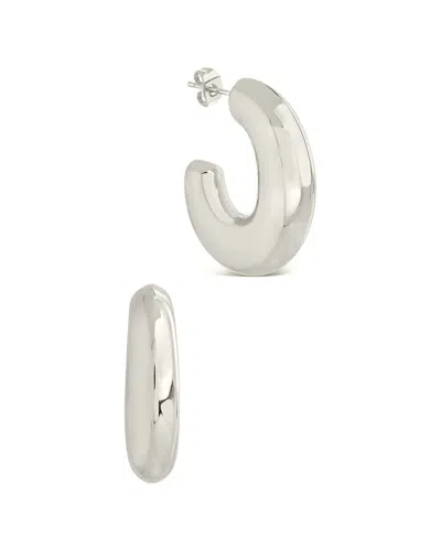 Sterling Forever Rhodium Plated Chunky Tube Hoops