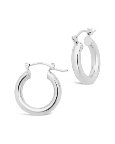 Sterling Forever Rhodium Plated Chunky Tube Hoops