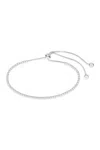 Sterling Forever Rhodium Plated Clear Cz Slider Bracelet In Silver