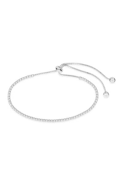 Sterling Forever Rhodium Plated Clear Cz Slider Bracelet In Silver