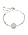 Sterling Forever Silver-tone Or Gold-tone Pink Cubic Zirconia Butterfly Bindi Bolo Bracelet