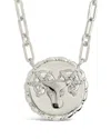 Sterling Forever Rhodium Plated Cz Bold Link Aries Zodiac Necklace