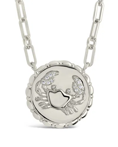 STERLING FOREVER STERLING FOREVER RHODIUM PLATED CZ BOLD LINK CANCER ZODIAC NECKLACE