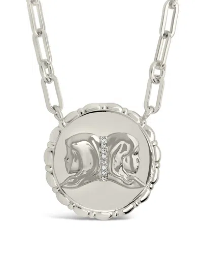 STERLING FOREVER STERLING FOREVER RHODIUM PLATED CZ BOLD LINK GEMINI ZODIAC NECKLACE