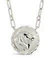 Sterling Forever Rhodium Plated Cz Bold Link Leo Zodiac Necklace