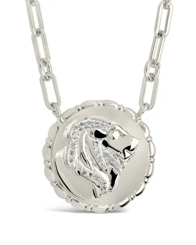 STERLING FOREVER STERLING FOREVER RHODIUM PLATED CZ BOLD LINK LEO ZODIAC NECKLACE