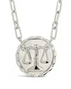 Sterling Forever Rhodium Plated Cz Bold Link Libra Zodiac Necklace