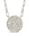 Sterling Forever Rhodium Plated Cz Bold Link Sagittarius Zodiac Necklace