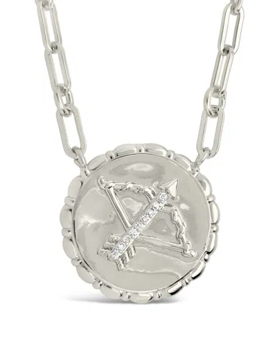 STERLING FOREVER STERLING FOREVER RHODIUM PLATED CZ BOLD LINK SAGITTARIUS ZODIAC NECKLACE