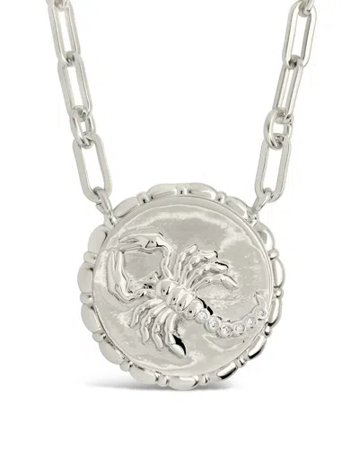 STERLING FOREVER STERLING FOREVER RHODIUM PLATED CZ BOLD LINK SCORPIO ZODIAC NECKLACE