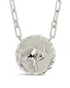 Sterling Forever Rhodium Plated Cz Bold Link Taurus Zodiac Necklace