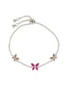 Sterling Forever Rhodium Plated Cz Caria Buterfly Bolo Bracelet