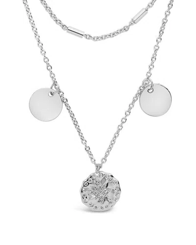 Sterling Forever Rhodium Plated Cz Charm Necklace
