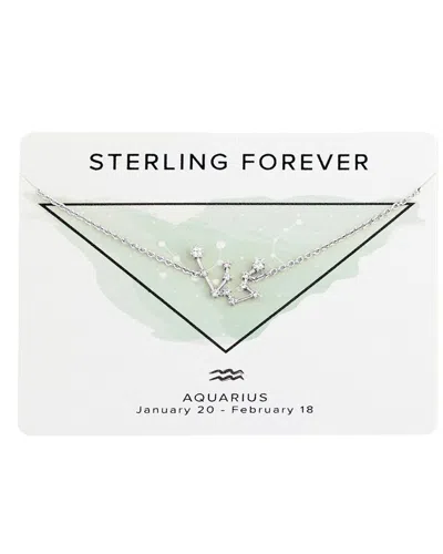Sterling Forever Rhodium Plated Cz Delicate Constellation Necklace