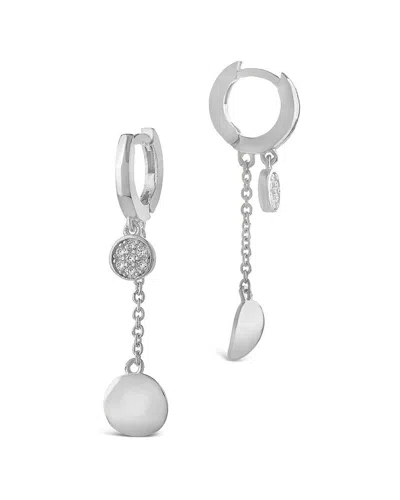 Sterling Forever Rhodium Plated Cz Disc Charm Hoops