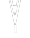 Sterling Forever Rhodium Plated Cz Disk & Open Bar Layered Necklace