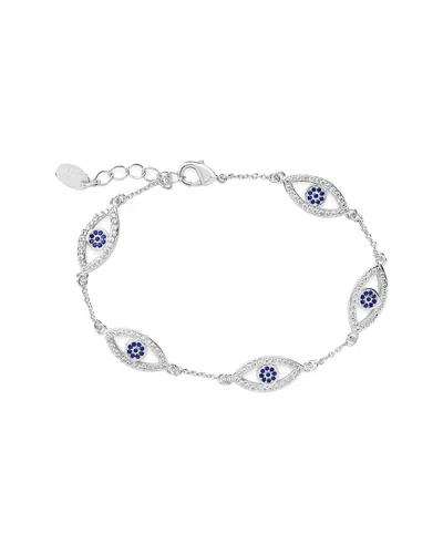 Sterling Forever Rhodium Plated Cz Evil Eye Bracelet