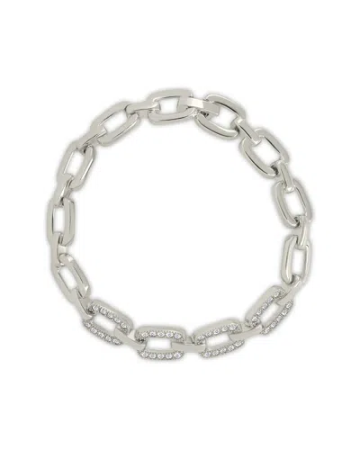 Sterling Forever Rhodium Plated Cz Fiona Statement Chain Bracelet In Metallic