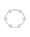 Sterling Forever Rhodium Plated Cz Laurel Link Bracelet