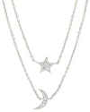 Shop Sterling Forever Rhodium Plated Cz Layered Crescent & Star Necklace