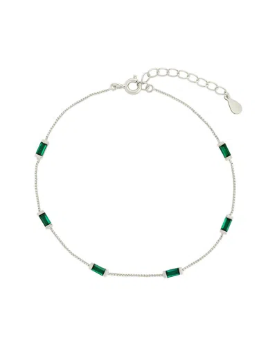 Sterling Forever Rhodium Plated Cz Olivia Stationed Chain Bracelet In Metallic