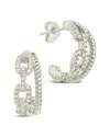Sterling Forever Rhodium Plated Cz Rope & Chain Link Hoops