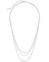 Sterling Forever Rhodium Plated Dainty Three Layer Chain Necklace