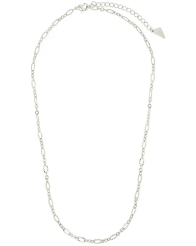 Sterling Forever Rhodium Plated Elysia Delicate Mixed Link Chain Necklace In Metallic