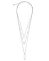 Sterling Forever Rhodium Plated Geometric Multi Layer Necklace