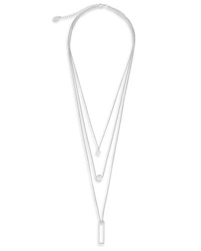 STERLING FOREVER STERLING FOREVER RHODIUM PLATED GEOMETRIC MULTI LAYER NECKLACE