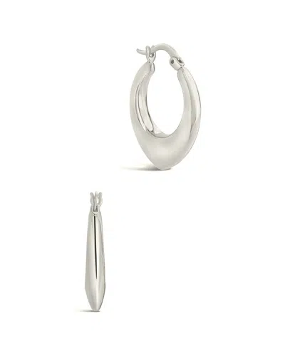 Sterling Forever Rhodium Plated Graduated Teardrop Tube Hoops