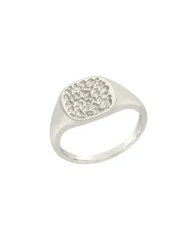STERLING FOREVER STERLING FOREVER RHODIUM PLATED HAMMERED SIGNET RING