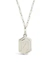 Sterling Forever Rhodium Plated Hexagon Tag Initial Pendant Necklace (a-z)