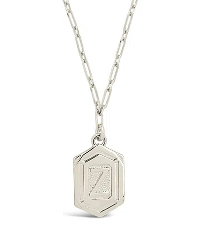 STERLING FOREVER STERLING FOREVER RHODIUM PLATED HEXAGON TAG INITIAL PENDANT NECKLACE (A-Z)