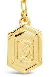 Sterling Forever Rhodium Plated Hexagon Tag Initial Pendant Necklace In Gold-d