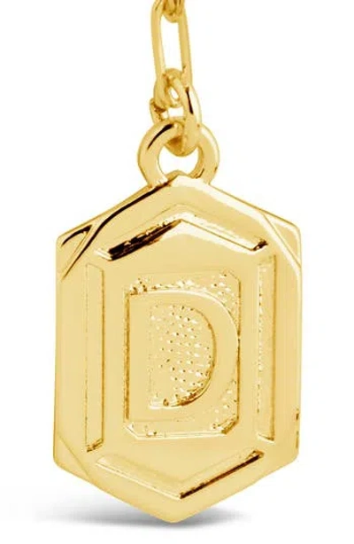 Sterling Forever Rhodium Plated Hexagon Tag Initial Pendant Necklace In Gold-d