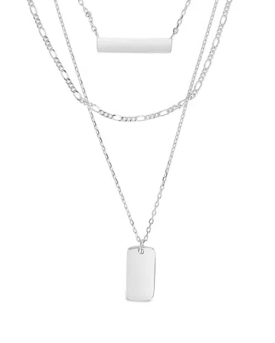 Sterling Forever Triple Layered Bar Necklace-gold In Silver