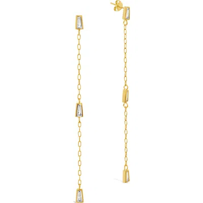 Sterling Forever Rhodium Plated Lillian Cz Drop Stud Earrings In Gold